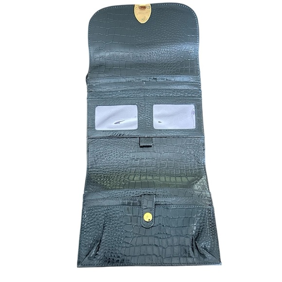 Sharif Croc-Embossed Black Leather Crossbody Bag with Gold Tiger Clasp - Picture 3 of 6